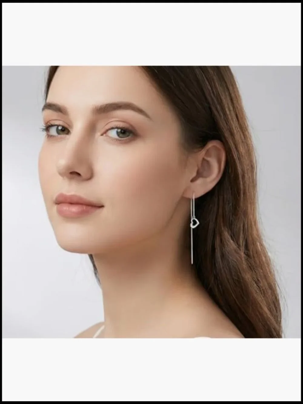 Solid 925 Sterling Silver Love Heart Chain Dangle Drop Earrings Teen